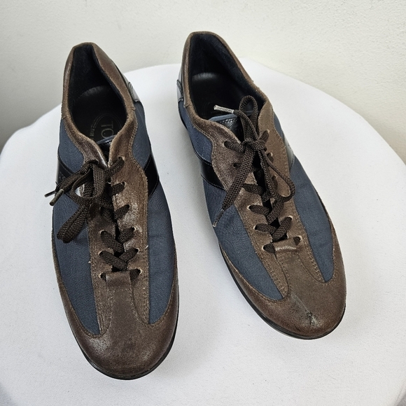 TOD'S Driving Shoes Men's 8.5 US Lace Up Sneakers Multicolor Suede Made In Italy - Picture 1 of 12